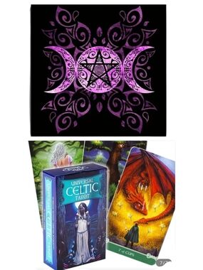 Celtic Tarot Deck with Purple Triple Moon Goddess Alter Cloth